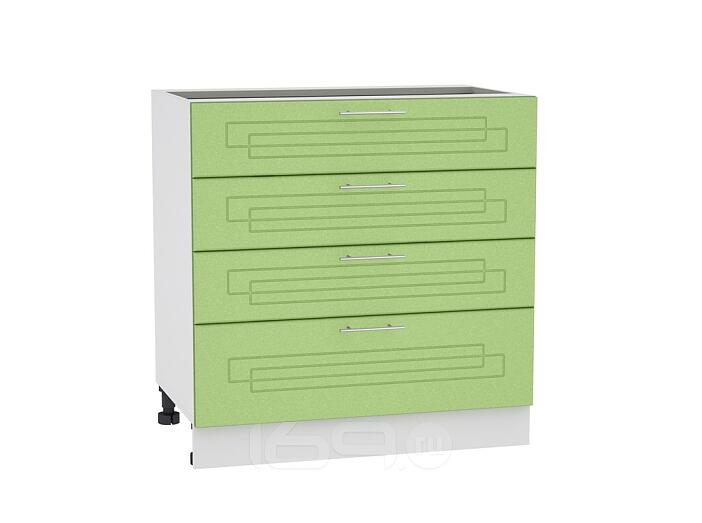 Шкаф нижний с 4-мя ящиками Вега Н 804 Салатовый металлик-Белый