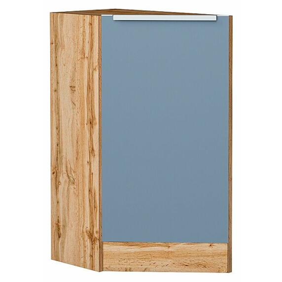 Шкаф нижний торцевой Фьюжн Silky Blue Дуб Вотан 816*296*554