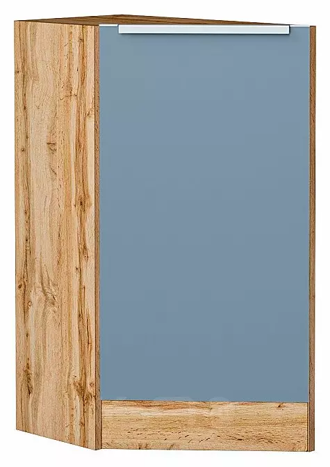 Шкаф нижний торцевой Фьюжн Silky Blue Дуб Вотан 816*296*554