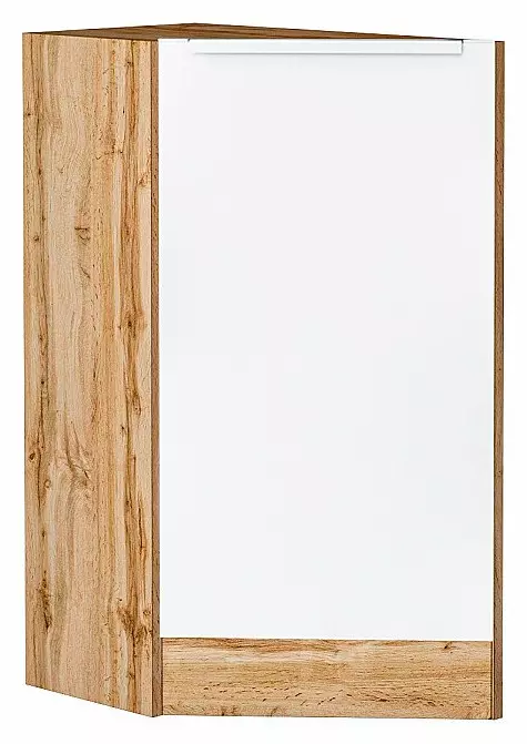 Шкаф нижний торцевой Фьюжн Silky White Дуб Вотан 816*296*554