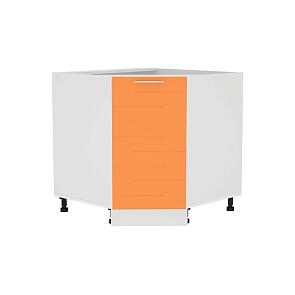 Шкаф нижний угловой (трапеция) Техно НУ 890 Оранжевый металлик-Белый