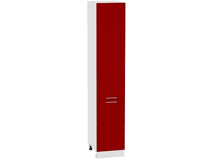 Шкаф пенал с 2-мя дверцами Валерия-М ШП 400 (для верхних шкафов высотой 720) Гранатовый металлик-Белый