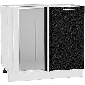 Шкаф нижний угловой Валерия-М НУ 990М Черный металлик-Белый