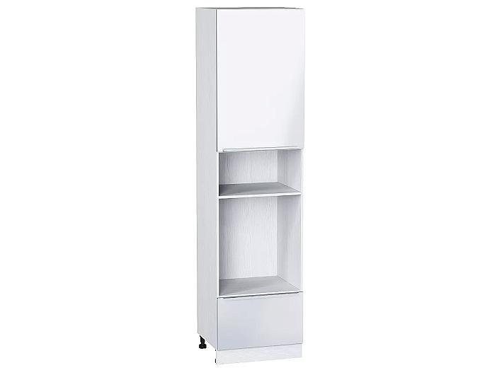 Шкаф пенал под бытовую технику с 1-ой дверцей и ящиком Фьюжн ШП 606НМ (для верхних шкафов высотой 920) Angel-Белый