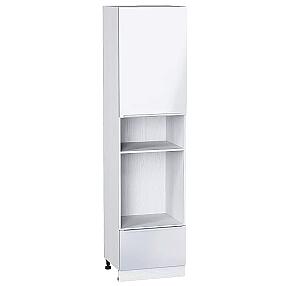 Шкаф пенал под бытовую технику с 1-ой дверцей и ящиком Фьюжн ШП 606НМ (для верхних шкафов высотой 920) Angel-Белый