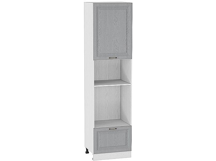 Шкаф пенал под бытовую технику с 1-ой дверцей и ящиком Ницца ШП 606НМ (для верхних шкафов высотой 920) Дуб серый-Белый
