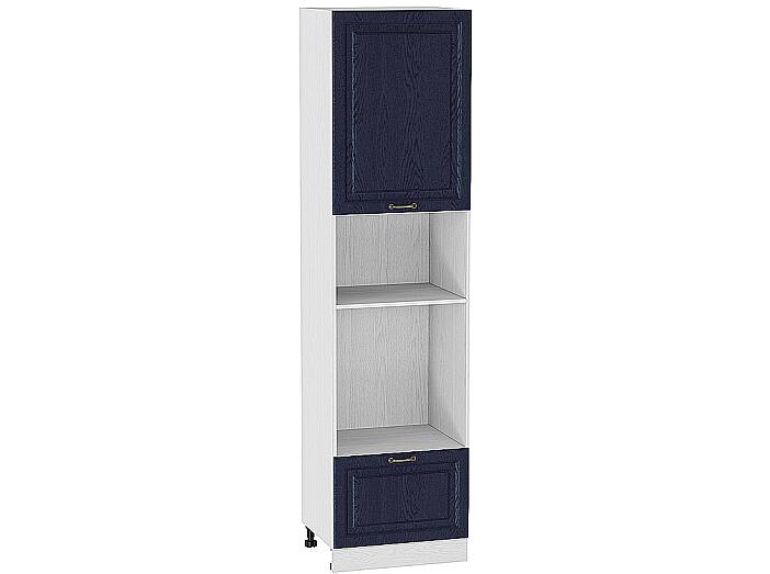 Шкаф пенал под бытовую технику с 1-ой дверцей и ящиком Ницца ШП 606НМ (для верхних шкафов высотой 920) Дуб синий-Белый