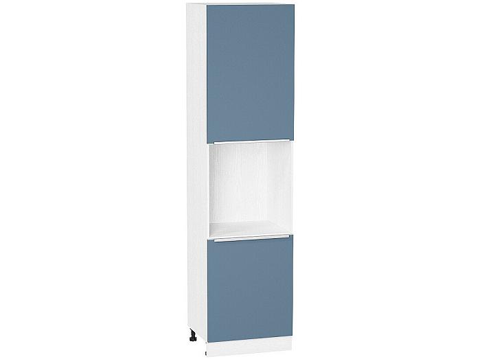 Шкаф пенал под бытовую технику с 2-мя дверцами Фьюжн П 600Н (для верхних шкафов высотой 920) Silky Blue-Белый