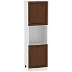 Шкаф пенал под бытовую технику с 2-мя дверцами Шале ШП 600Н (для верхних шкафов высотой 920) Brown Oak-Белый