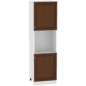 Шкаф пенал под бытовую технику с 2-мя дверцами Шале ШП 600Н (для верхних шкафов высотой 920) Brown Oak-Белый