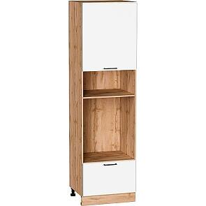 Шкаф пенал с 1-ой дверцей и ящиком под технику Эйр White Silk/Дуб Вотан 2132*600*576