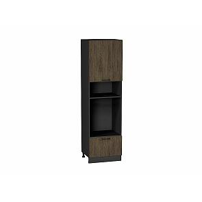 Шкаф пенал с 1-ой дверцей и ящиком под технику Флэт Brown Casella Oak 2S/Graphite 2132*600*574