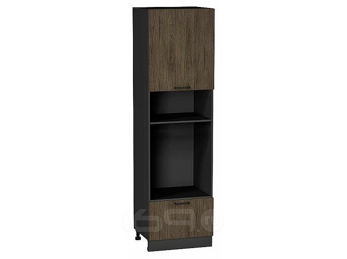 Шкаф пенал с 1-ой дверцей и ящиком под технику Флэт Brown Casella Oak 2S/Graphite 2132*600*574