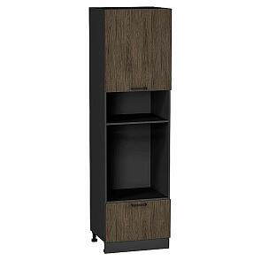 Шкаф пенал с 1-ой дверцей и ящиком под технику Флэт Brown Casella Oak 2S/Graphite 2132*600*574