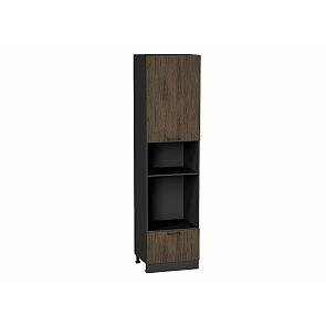 Шкаф пенал с 1-ой дверцей и ящиком под технику Флэт Brown Casella Oak 2S/Graphite 2336*600*574