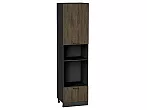 Шкаф пенал с 1-ой дверцей и ящиком под технику Флэт Brown Casella Oak 2S/Graphite 2336*600*574