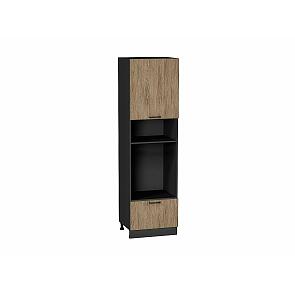 Шкаф пенал с 1-ой дверцей и ящиком под технику Флэт Natural Casella Oak 2S/Graphite 2132*600*574
