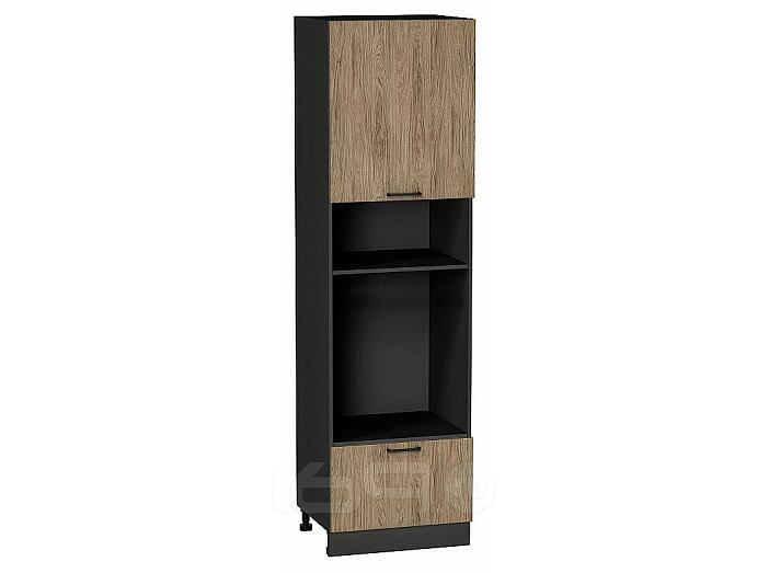 Шкаф пенал с 1-ой дверцей и ящиком под технику Флэт Natural Casella Oak 2S/Graphite 2132*600*574