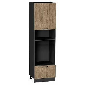 Шкаф пенал с 1-ой дверцей и ящиком под технику Флэт Natural Casella Oak 2S/Graphite 2132*600*574