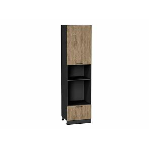 Шкаф пенал с 1-ой дверцей и ящиком под технику Флэт Natural Casella Oak 2S/Graphite 2336*600*574