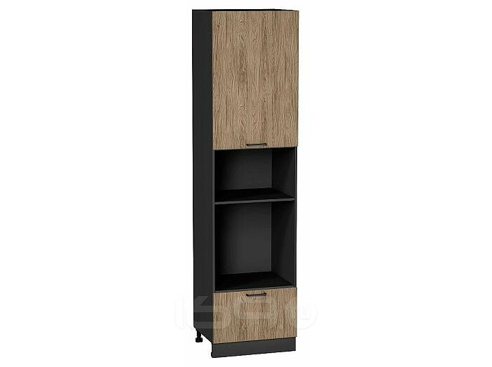 Шкаф пенал с 1-ой дверцей и ящиком под технику Флэт Natural Casella Oak 2S/Graphite 2336*600*574