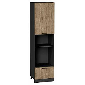 Шкаф пенал с 1-ой дверцей и ящиком под технику Флэт Natural Casella Oak 2S/Graphite 2336*600*574