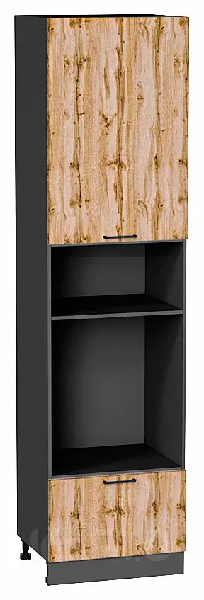 Шкаф пенал с 1-ой дверцей и ящиком под технику Флэт Wotan Oak 2S/Graphite 2336*600*574