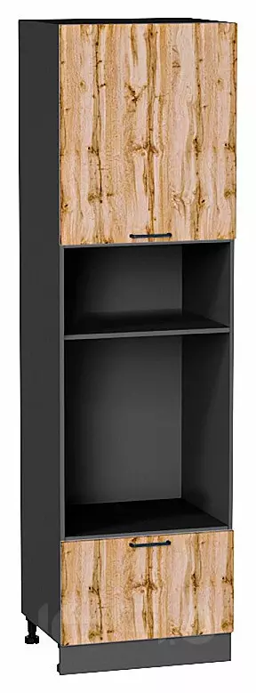 Шкаф пенал с 1-ой дверцей и ящиком под технику Флэт Wotan Oak 2S/Graphite 2132*600*574