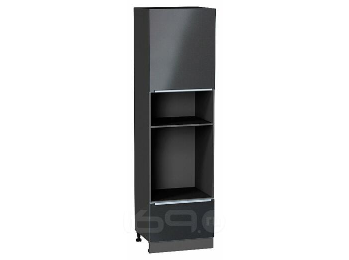Шкаф пенал с 1-ой дверцей и ящиком под технику Фьюжн Anthracite Graphite 2132*600*576