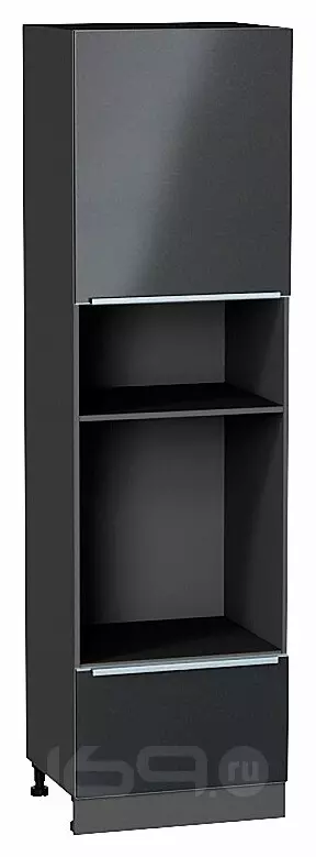 Шкаф пенал с 1-ой дверцей и ящиком под технику Фьюжн Anthracite Graphite 2132*600*576