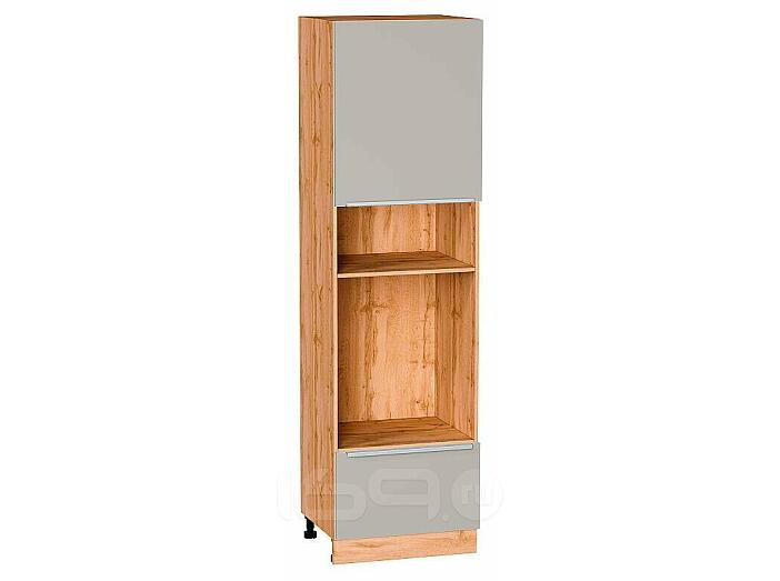 Шкаф пенал с 1-ой дверцей и ящиком под технику Фьюжн Clay Silk/Дуб Вотан 2132*600*576