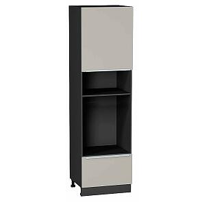 Шкаф пенал с 1-ой дверцей и ящиком под технику Фьюжн Clay Silk/Graphite 2132*600*576