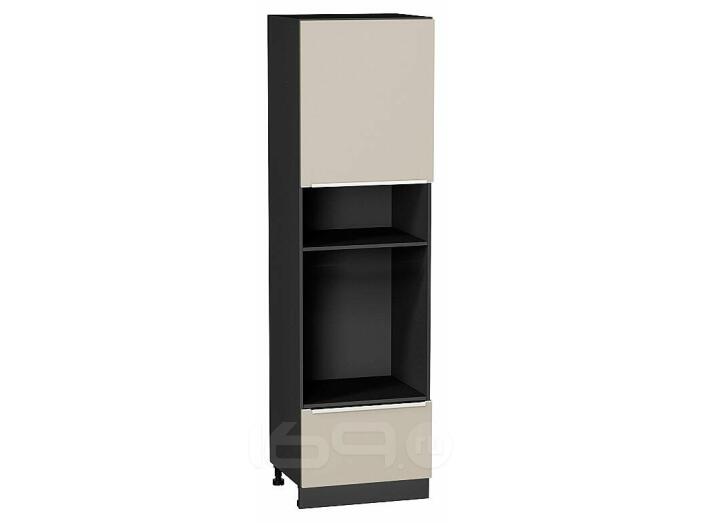 Шкаф пенал с 1-ой дверцей и ящиком под технику Фьюжн Cream Silk/Graphite 2132*600*576