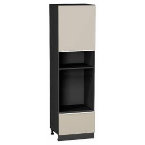 Шкаф пенал с 1-ой дверцей и ящиком под технику Фьюжн Cream Silk/Graphite 2132*600*576