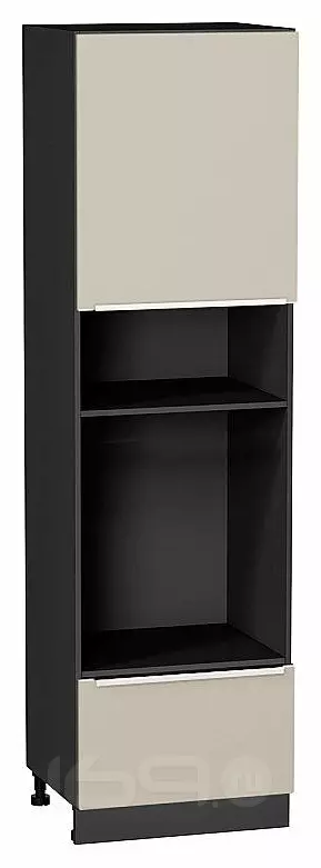 Шкаф пенал с 1-ой дверцей и ящиком под технику Фьюжн Cream Silk/Graphite 2132*600*576