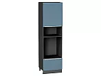 Шкаф пенал с 1-ой дверцей и ящиком под технику Фьюжн Silky Blue Graphite 2132*600*576