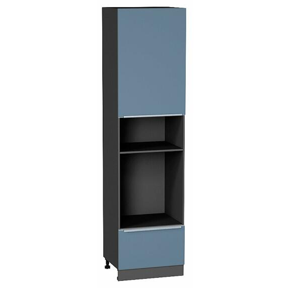 Шкаф пенал с 1-ой дверцей и ящиком под технику Фьюжн Silky Blue Graphite 2336*600*576