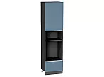 Шкаф пенал с 1-ой дверцей и ящиком под технику Фьюжн Silky Blue Graphite 2336*600*576