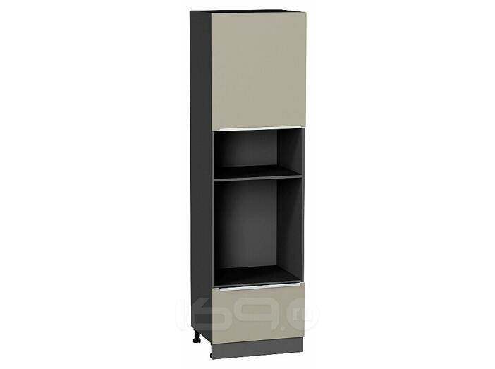 Шкаф пенал с 1-ой дверцей и ящиком под технику Фьюжн Silky Grey Graphite 2132*600*576