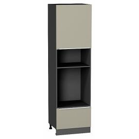 Шкаф пенал с 1-ой дверцей и ящиком под технику Фьюжн Silky Grey Graphite 2132*600*576