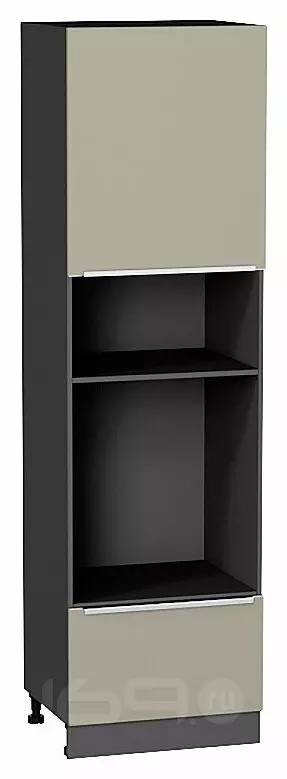 Шкаф пенал с 1-ой дверцей и ящиком под технику Фьюжн Silky Grey Graphite 2132*600*576