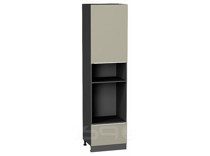 Шкаф пенал с 1-ой дверцей и ящиком под технику Фьюжн Silky Grey Graphite 2336*600*576