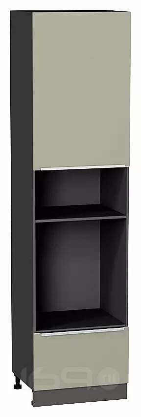 Шкаф пенал с 1-ой дверцей и ящиком под технику Фьюжн Silky Grey Graphite 2336*600*576