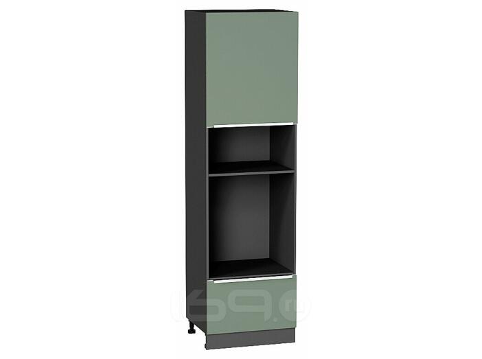 Шкаф пенал с 1-ой дверцей и ящиком под технику Фьюжн Silky Mint Graphite 2132*600*576