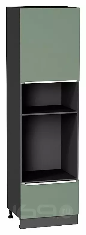 Шкаф пенал с 1-ой дверцей и ящиком под технику Фьюжн Silky Mint Graphite 2132*600*576