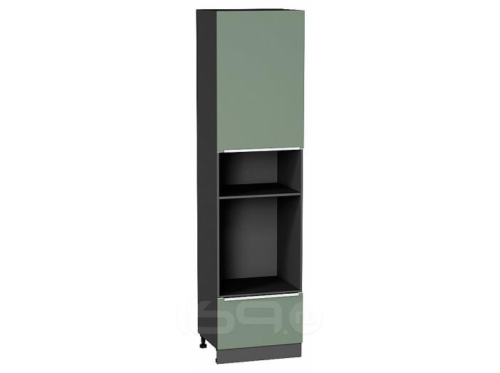 Шкаф пенал с 1-ой дверцей и ящиком под технику Фьюжн Silky Mint Graphite 2336*600*576