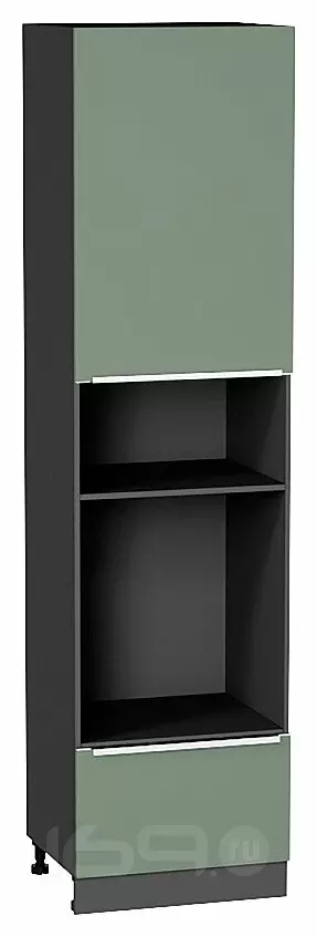 Шкаф пенал с 1-ой дверцей и ящиком под технику Фьюжн Silky Mint Graphite 2336*600*576
