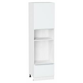 Шкаф пенал с 1-ой дверцей и ящиком под технику Фьюжн Silky White Белый 2132*600*576