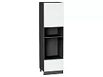 Шкаф пенал с 1-ой дверцей и ящиком под технику Фьюжн Silky White Graphite 2132*600*576