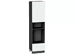 Шкаф пенал с 1-ой дверцей и ящиком под технику Фьюжн Silky White Graphite 2336*600*576